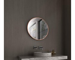Ronde spiegel- koperen spiegel met Ø 37 cm - wandspiegel met hoogwaardige aluminium lijst in koper