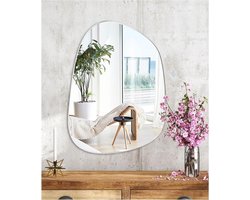 Ronde spiegel met onregelmatige vorm - Badkamerspiegel van frameloos glas voor make-up - Zelfklevende opplakspiegel met HD glas voor decoratie in deur hal woonkamer Spiegel