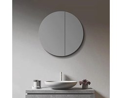 Ronde Spiegelkast Badkamer Ø 60 cm - Aluminium Frame met Glazen Legplanken