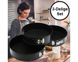 Ronde Springvormen Bakvorm Set - SET van 3 Stuks (Ø22 Ø24.5 Ø26cm) - Bakvormen Rond - Metaal - Cakevorm & Taartvorm