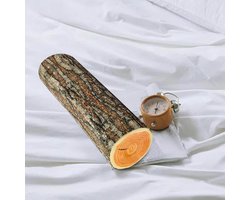 Ronde Stronk Sierkussen - Hout Log Kussen - Woonkamer Decoratie - 3D Digitale Print - 40 x 14 cm - Bruin