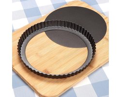 Ronde Taartvorm met Losse Bodem en Antiaanbaklaag - 22CM Quiche Pan voor Taart en Cheesecake