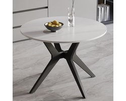 Ronde tafel Apollo | Ø110 x 76 cm | Wit-imitatie marmer