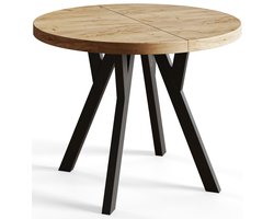Ronde Tafel Uitschuifbare, Eettafel, Diameter 100 cm - 200 cm, Craft, Verzameling Ovo