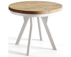 Ronde Tafel Uitschuifbare, Eettafel, Diameter 80 cm - 130 cm, Craft, Verzameling Evo