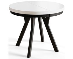 Ronde Tafel Uitschuifbare, Eettafel, Diameter 80 cm - 130 cm, Wit, Verzameling Evo