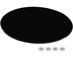 Ronde tafelblad - Glazen blad - Eettafel vernieuwen - Gehard glas - 40-90 cm - Zwart