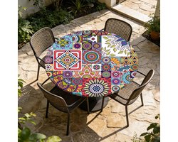 Ronde Tafelkleed 120 cm Diameter, Wasbaar met Elastische Band, Perfect voor Tuin en Buitengebruik, Ideaal voor Keuken en Picknick