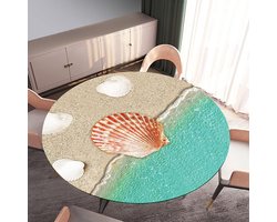 Ronde Tafelkleed - Waterdicht Kleed - Eettafel Decoratie - Elastische Rand - Diameter 150cm - Blauw Zee