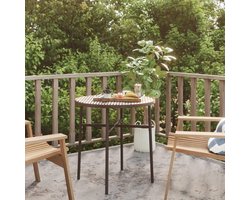 Ronde Theetafel - Bijzettafel Tuin - Buiten Ontspannen - Weerbestendig Rotan - 45 cm Hoog - Bruin