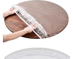 Ronde Tuin Tafelkleed Transparant, Wasbaar en Weerbestendig, Diameter 135 cm met Elastische Randen voor Buitengebruik