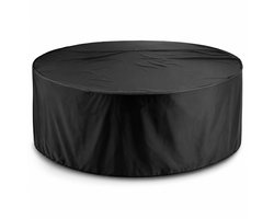 Ronde Tuinmeubelhoes - 230x95 cm - Stevige 210D Oxford Tuintafelhoes Rond - Weerbestendige Meubelhoes en Tuinmeubelbeschermer - Winddicht met Trekkoord en Gespen - Perfect voor Terras, Balkon en Tuinset - Zwart