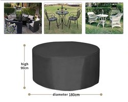 Ronde tuinmeubelhoezen - 180*90cm - 210D ronde tafelhoes voor buiten - zwart - tuinhoezen - Beschermhoes tuinmeubelen - Hoes voor tafel en stoelen - waterdicht - winddicht