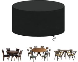 Ronde Tuintafel Beschermhoes - 128 x 70 cm - Tuinmeubelhoes - Tuinmeubelopberghoes - 210D Oxford meubelhoes - Weerbestendige beschermhoes - Waterdicht en zonwerend - Ronde meubelhoes voor buiten, tuin en terras - Zwart