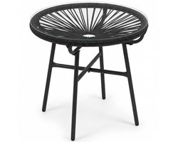 Ronde tuintafel boho style - Salontafel rond - Bijzettafel - Tafel - Zwart - 50 cm x 50 cm x 50 cm