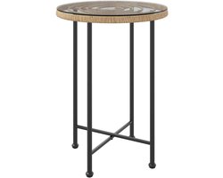 Ronde Tuintafel - Buiten Eettafel - Terras Genieten - Gehard Glasblad - 55 cm Diameter - Bruin