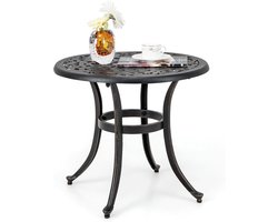 Ronde Tuintafel Ø60 cm – Weerbestendige Metalen Bistrotafel met Uitsparingpatroon – Voor Balkon, Tuin en Terras
