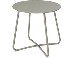 Ronde tuintafel, perfect te gebruiken als salontafel of balkontafel, geschikt voor zowel binnen als buiten. Gemaakt van stevig metaal en uitgevoerd in een stijlvolle grijze kleur. Met een afmeting van Ø 48 x 45 cm is deze tafel een veelzijdige keuze