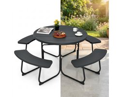 Ronde Tuintafel - Picknicktafel - Ronde balkontafel - Voor Buitengebruik - Voor balkon - Outdoor-eettafel - Terras tafel - Balkon - Zwart