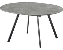Ronde uitklapbare eettafel voor 4-6 personen - 120-150 cm - Houten tafel met metalen frame - Wilde eik uitstraling
