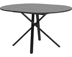 Ronde uitschuifbare eettafel, grijs gemêleerd, 100-140 x 76 x 100 cm, eettafel voor 4-6 personen, tafel met X-vormig stalen onderstel ML-Design