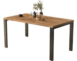 Ronde Uitschuifbare Eettafel – Ø 100-138 cm – Hout met Fineer – Industrieel Design – 4 Personen – Metalen Onderstel – Eettafel Uitschuifbaar Rond – Ø 110 cm – Ronde Eettafel Hout – Keukentafel – 76 cm Hoog – Scandinavisch & Industrieel