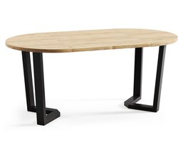 Ronde Uitschuifbare Eettafel Ø100-176 cm – Goud Eiken – 8 Personen – Hout met Fineer – Industriële Tafel – Moderne Uittrekbare Eetkamertafel – Metaal Onderstel – 76 cm Hoog – Luxe Design