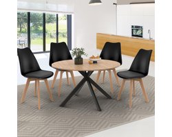 Ronde Uitschuifbare Eettafel voor 4-8 Personen Spider Foot Hout en Zwart 110-150 cm