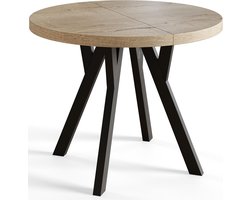 Ronde Uittrekbare Eettafel met Houten Poten - Modern Design, Diameter 80 cm tot 130 cm, Geschikt voor Eetkamer en Keuken
