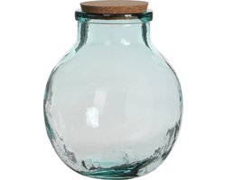 Ronde vaas Olly 21 x 25 cm transparant gerecycled glas met kurk deksel - Home Deco vazen - Woonaccessoires