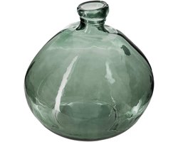 Ronde Vaas van Gerecycled Glas in Kaki Kleur - 33 cm Hoog