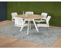Ronde vergadertafel 120cm Victory kleur frame Wit (RAL9010) kleur blad Wit