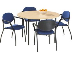 Ronde vergadertafel of kantoortafel Kubus 120 cm bladkleur Licht Eiken framekleur Licht grijs (Ral 7035)