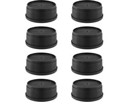 Ronde verstelbare meubelverhogers van plastic, 9.7 x 4.5 cm, met rubberen pads voor bedden, tafels en banken met ronde poten, 8 stuks.