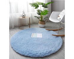 Ronde Vloerkleden - Zachte Mat - Woonkamer Decoratie - Antislip Onderkant - 100 cm - Blauw