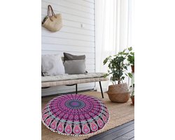 Ronde Vloerkussenhoes met Mandala Print - Bohemian Yoga Decoratie