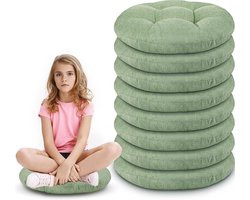 Ronde vloerkussens - Zitkussens kinderen - Flexibel zitten - Voordeelpakket 8 stuks - 40x40x9 cm - Groen
