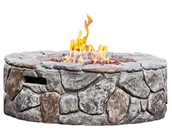 Ronde Vuurtafel Buiten met Stenen Afwerking - 28 Inch Propaan Gashaard