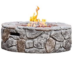 Ronde Vuurtafel Buiten met Stenen Afwerking - 28 Inch Propaan Gashaard