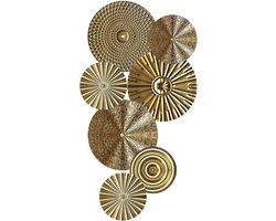Ronde Wanddecoratie van Metaal - 7 Stukken 3D Wandornamenten voor Woonkamer, Slaapkamer en Keuken met Gouden Afwerking