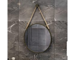 Ronde Wandspiegel - Decoratieve Spiegel - Ruimte Verfraaien - Met Ophangtouw - 40 tot 70 cm - Messing