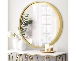 Ronde Wandspiegel met Metalen Frame - Decoratieve Ronde Spiegel voor Woonkamer en Badkamer