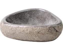 Ronde Waskom van Natuurlijke Riviersteen – 30-35x15x1,5 cm – Grijs