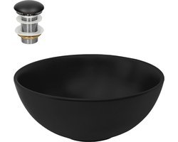 Ronde wastafel zonder overloop Ø 32x13,5 cm zwart keramiek LuxeBath