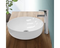 Ronde wastafel zonder overloop Ø 40x13,5 cm wit keramiek LuxeBath