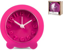 Ronde Wekker - Digitale Klok - Wakker Worden - Zacht Rubber - 8 cm - Fuchsia