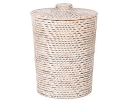 Ronde Witte Afvalmand met Inzetstuk en Deksel voor Slaapkamer, Woonkamer en Badkamer