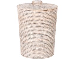 Ronde Witte Afvalmand met Inzetstuk en Deksel voor Slaapkamer, Woonkamer en Badkamer