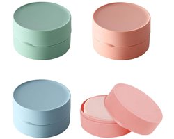 Ronde zeepbakjes - multifunctioneel - set van 3 - roze, groen, blauw - hoogwaardig materiaal