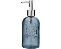 Ronde Zeepdispenser van Glas - Grijze Vloeibare Zeepdispenser voor Badkamer en Keuken - Inhoud 0,4L